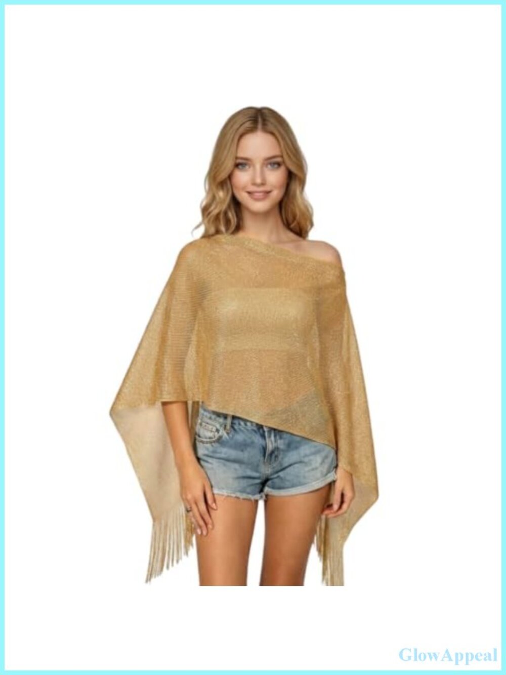 Sheer Poncho Wrap Fringed Crochet Shawl Bolero
